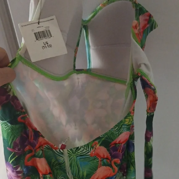 OP White Swimsuit with Neon Green Trim - Picture 4 of 7